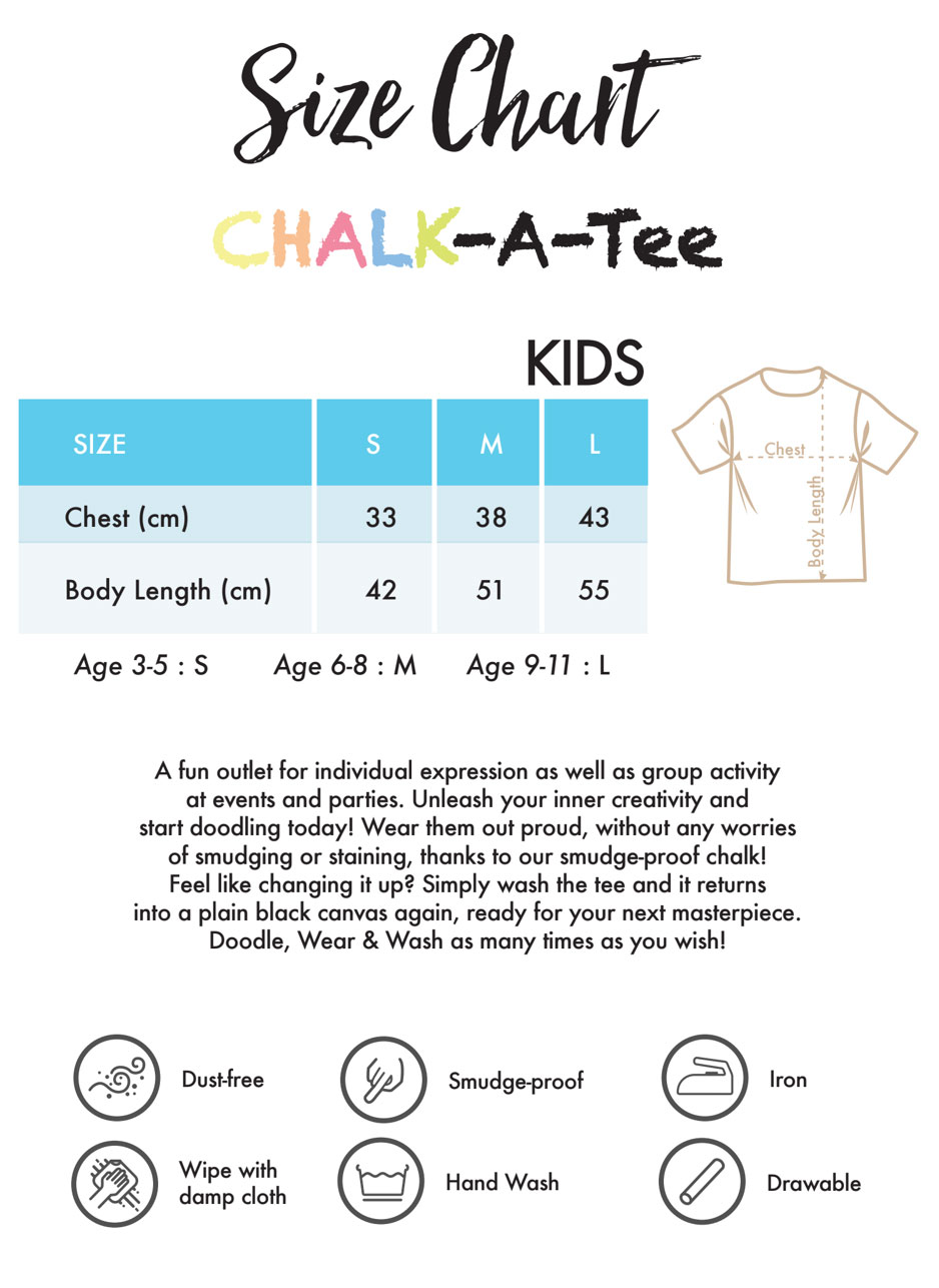 Chalkapella Kids Size Chart